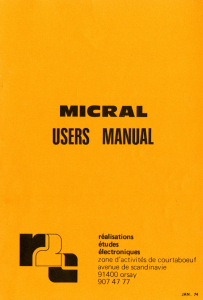 Couverture du manuel utilisateur du Micral N